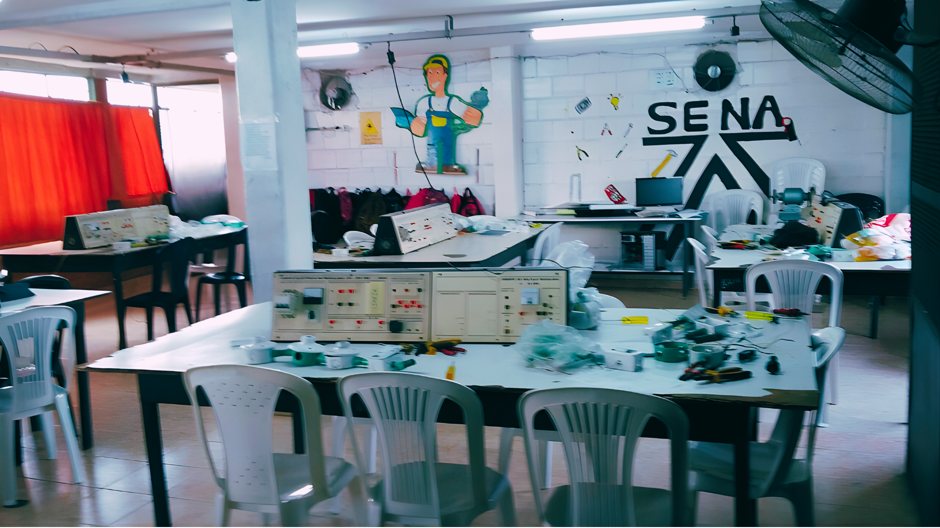 Estudiantes trabajando en instalaciones eléctricas residenciales